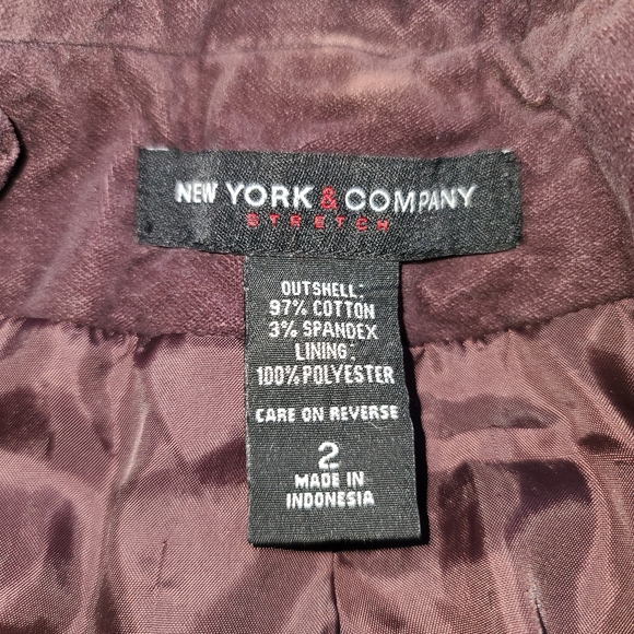 New York & Company Stretch Purple button up blazer with Pockets - Picture 5 of 5